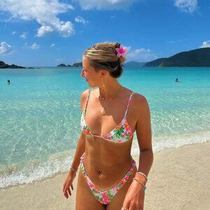 Kulani Kinis Retro Y Thong Bottom & Triangle Bralette Top - Cabo Kiss